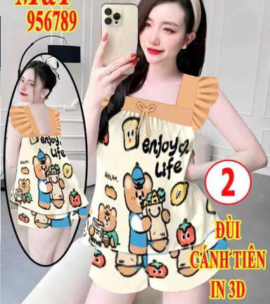 Đồ bộ nữ sát nách quân đùi áo cánh tiên vải latin MT-9567 - DBOR0154