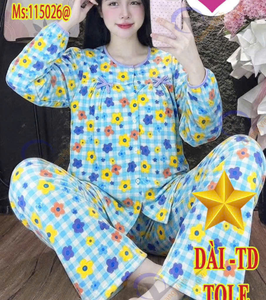 Đồ bộ nữ tay dài quần dài baby doll vải tole QV-15026 - DBOR0189