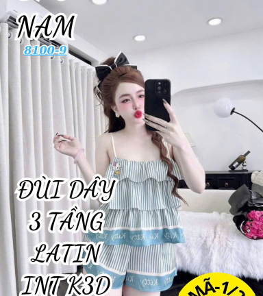 Đồ bộ nữ đùi dây latin 3 tầng BN-81009 - DBOR0193