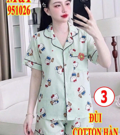 Đồ bộ nữ pijama tay ngắn quần đùi vải cotton hàn MT-951026 - DBOR0194