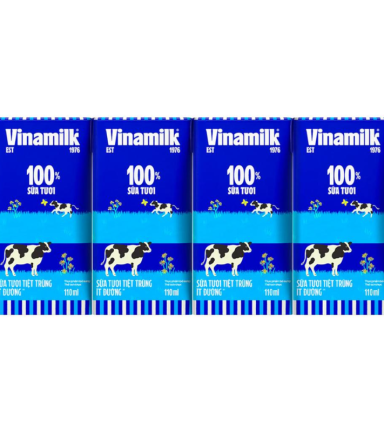 1 Lốc 4 Hộp Sữa Tươi Tiệt Trùng VINAMILK Ít Đường 110ml/Hộp - 8934673581325