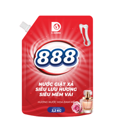 Nước Giặt Xả Cao Cấp 888 D-Shining Hương Nước Hoa 3,2kg - Túi Màu Đỏ - 8938539891818