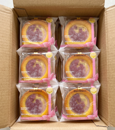 1 Thùng Bánh Bông Lan BOWKNOT Khoai Môn Hình Tart - Thùng 24 Cái - 6973818471109THUNG