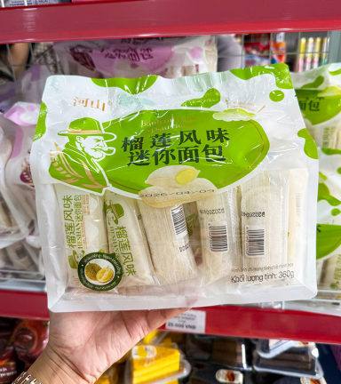 Bánh Mì Sữa Chua Sầu Riêng HESHAN 360g - Bánh Sữa Chua Ông Già Mini (Bịch 12 Gói) - 6975493201460