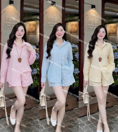Đồ bộ nữ tay dài quần đùi chất kate Nhu-1026 - DBOR0210