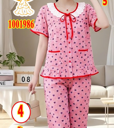 Đồ bộ nữ tay ngắn quần lửng chất cotton hàn Tt-001986 - DBOR0211