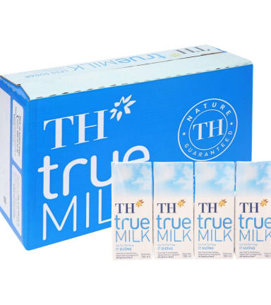 Thùng 12 Lốc Sữa Tươi Tiệt Trùng Ít Đường TH True Milk - Thùng 48 Hộp (180ml/Hộp) - 8935217400355THUNG
