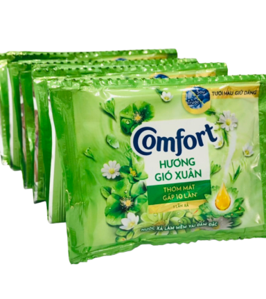 Dây 12 Gói Nước Xả Vải Comfort Hương Gió Xuân Thơm Mát 18ml/Gói - Màu Xanh Lá - 8934868136255
