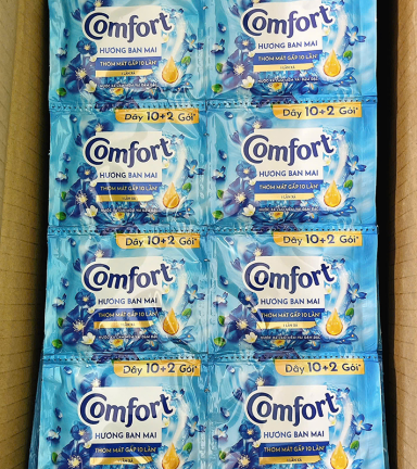 Dây 12 Gói Nước Xả Vải Comfort Hương Ban Mai Thơm Mát 18ml/Gói - Màu Xanh Biển - 8934868150374