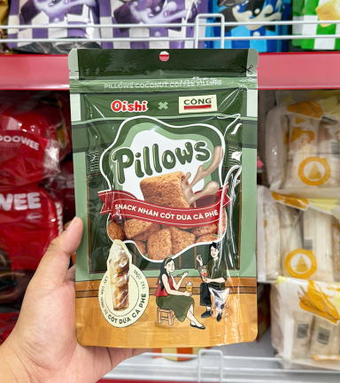 Bánh Quy Nhân Kem OISHI PILLOWS + Cộng Cà Phê Vị Cốt Dừa Cà Phê 80g - 8934803052053