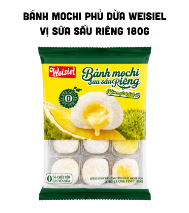 Bánh Mochi Phủ Dừa Weisiel Vị Sữa Sầu Riêng 180g - 6971153696034