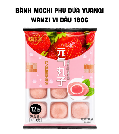 Bánh Mochi Phủ Dừa Yuanqi Wanzi Vị Dâu 180g - 9588871321031