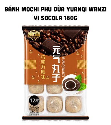 Bánh Mochi Phủ Dừa Yuanqi Wanzi Vị Socola 180g - 9589132003765