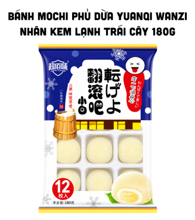 Bánh Mochi Phủ Dừa Yuanqi Wanzi Nhân Kem Lạnh Trái Cây 180g - 9588871321017