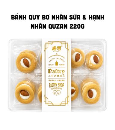 Bánh Quy Bơ Nhân Sữa & Hạnh Nhân Quzan 220g - 6978245501245