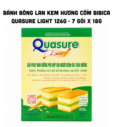 Bánh Bông Lan Kem Hương Cốm Bibica Quasure Light 126g - 7 Gói x 18g - 8934609205837