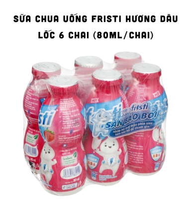 Sữa Chua Uống FRISTI Hương Dâu Lốc 6 Chai (80ml/Chai) - Màu Hồng - 8934841862119