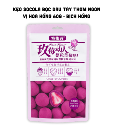 Kẹo Socola Bọc Dâu Tây Thơm Ngon Vị Hoa Hồng 60g - Bịch Hồng - 6932066999889