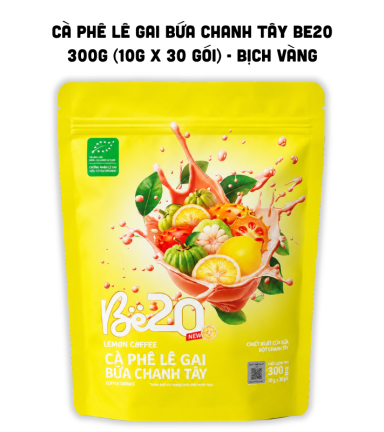 Cà Phê Lê Gai Bứa Chanh Tây Be20 300g (10g x 30 Gói) - Bịch Vàng - 8938563422156