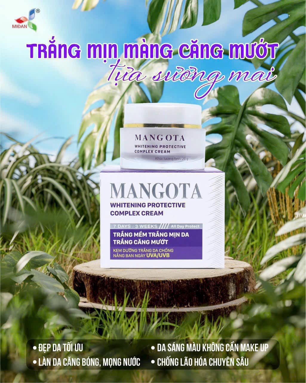 Combo Dưỡng Trắng Serum Mangota và Kem Face Mangota Tím giúp da trắng hồng