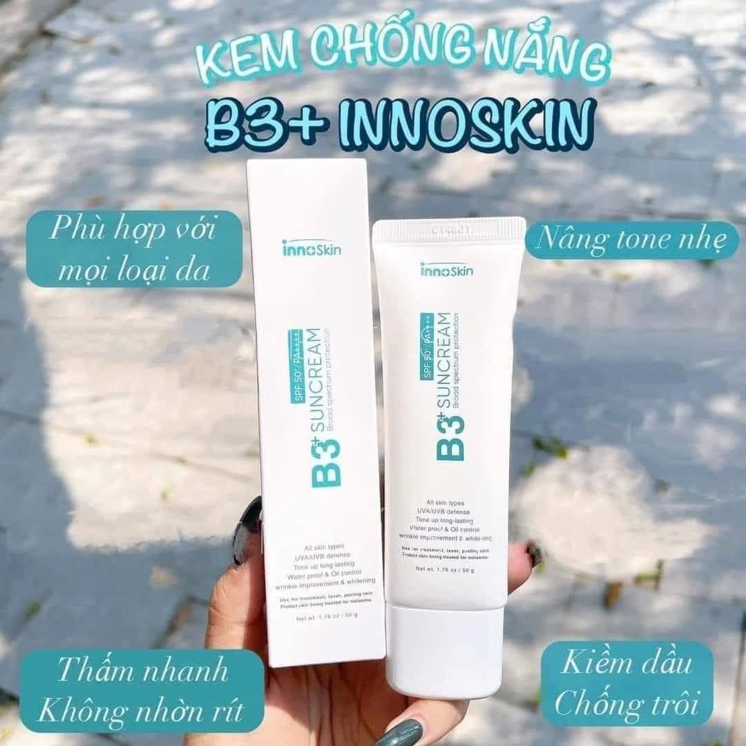 Kem Chống Nắng B3 InnoSkin Màu Xanh Cho Da Khô Nâng tông cực tự nhiên