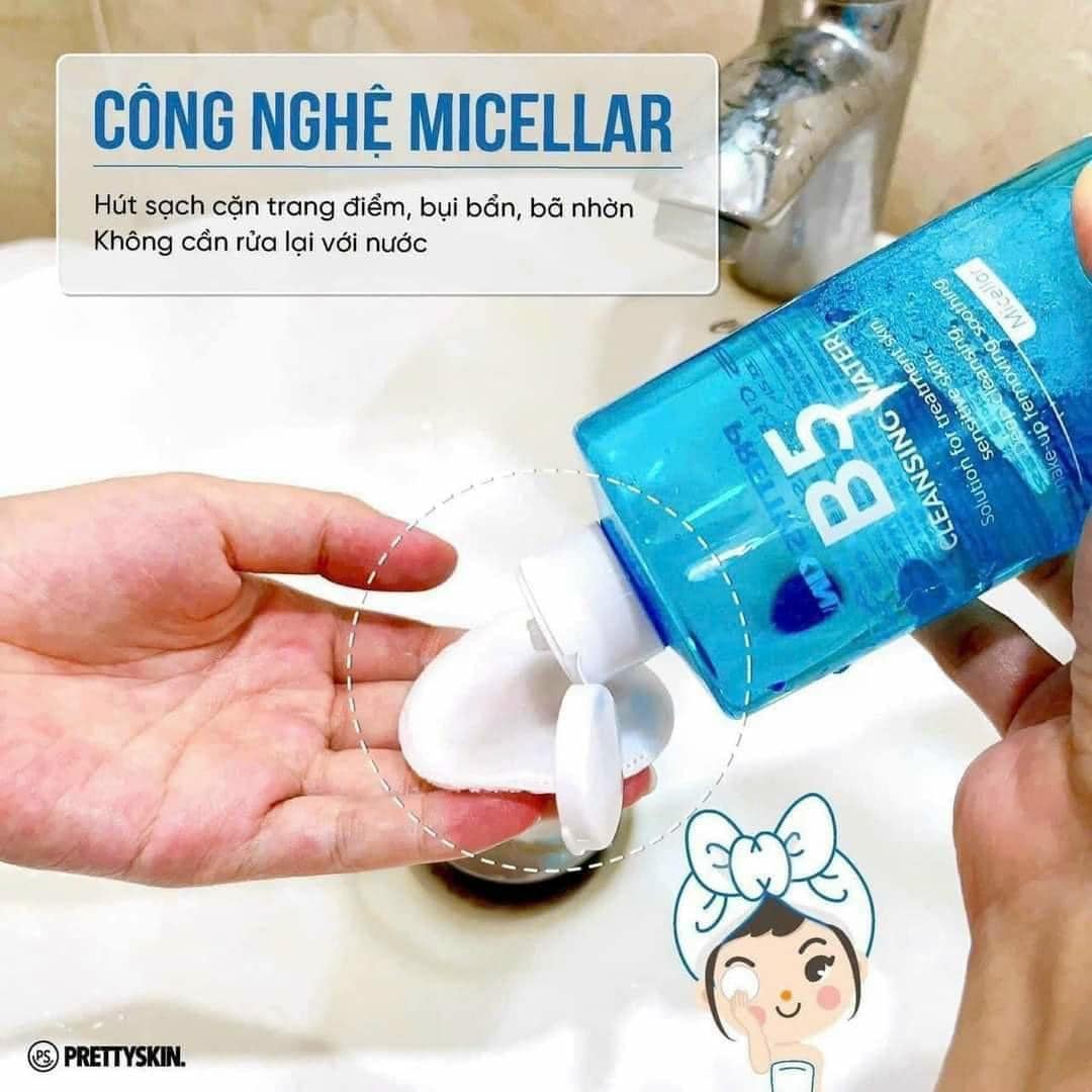 Nước Tẩy Trang B5 PrettySkin 500ml lười  mà vẫn sạch vẫn đẹp nha