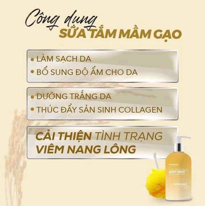 Sữa Tắm Xông Trắng Sica White Mầm Gạo Lên Men