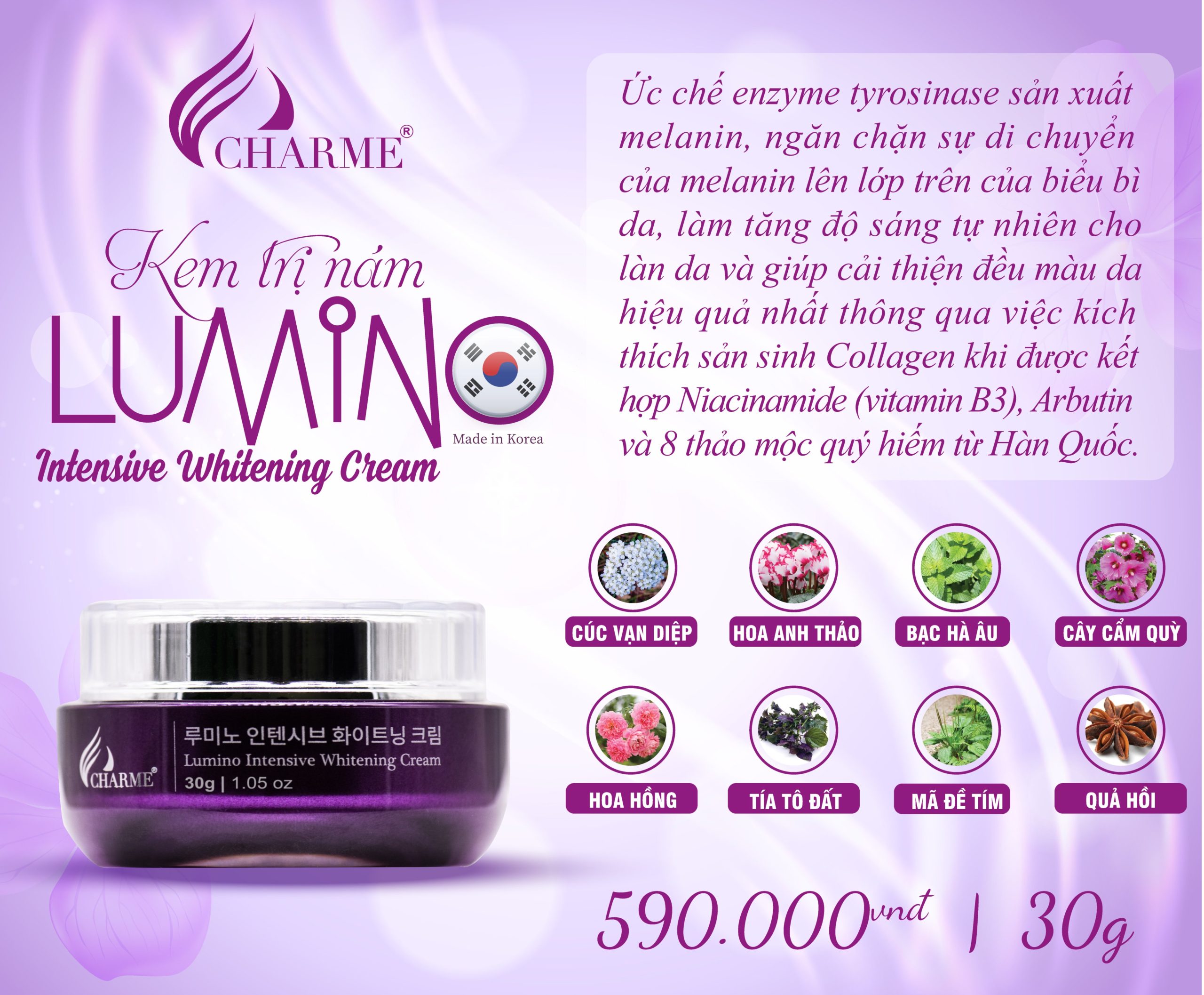 Kem Nám Hàn Quốc Charme Lumino Intensive Whitening Cream
