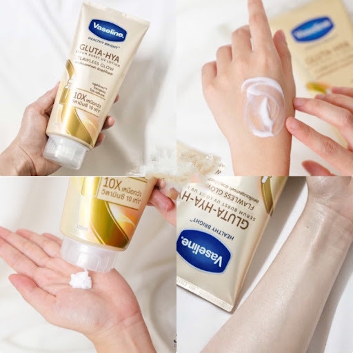 Sữa Dưỡng Thể Vaseline 10X Vàng Healthy Bright Gluta Hya Serum Flawless Glow Tốt hơn gấp 10 lần so với Vitamin C