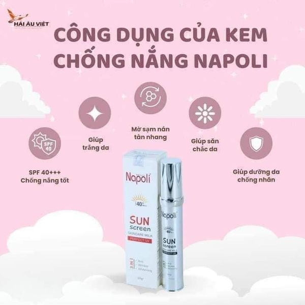 Kem chống nắng Napoli - Hải Âu Việt chống nắng bảo vệ da với chỉ số spf 40 pa++++