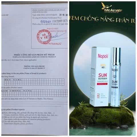 Kem chống nắng Napoli - Hải Âu Việt chống nắng bảo vệ da với chỉ số spf 40 pa++++