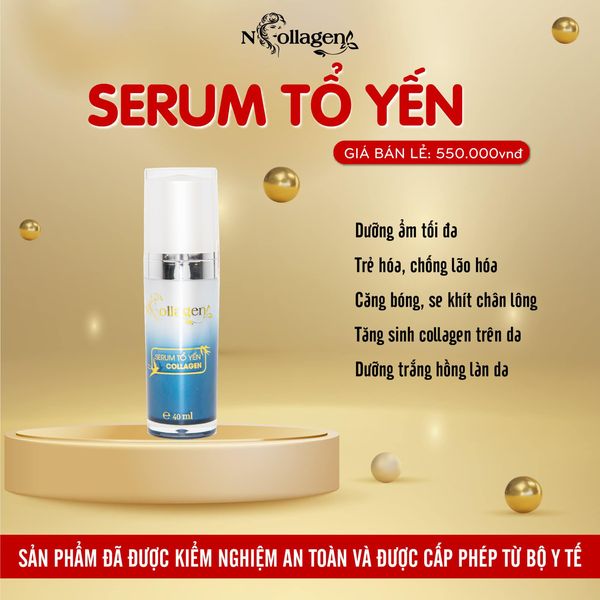 Serum Tổ Yến N-Collagen với chiết xuất tổ yến được bổ sung thêm collagen chính