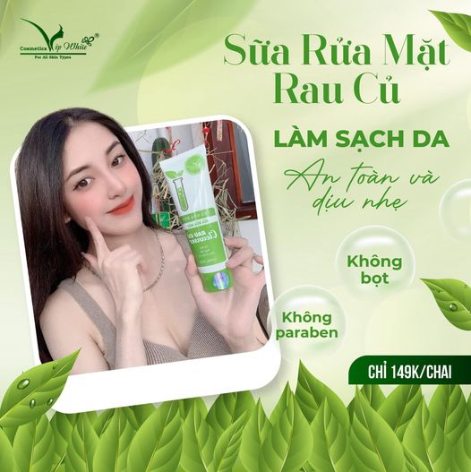 Sữa rửa mặt rau củ công nghệ Hàn Quốc của nhà Vip White