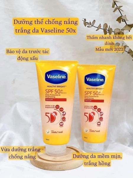 Sữa Dưỡng Thể Vaseline Healthy Bright Spf 50+ Daily chống nắng sáng da