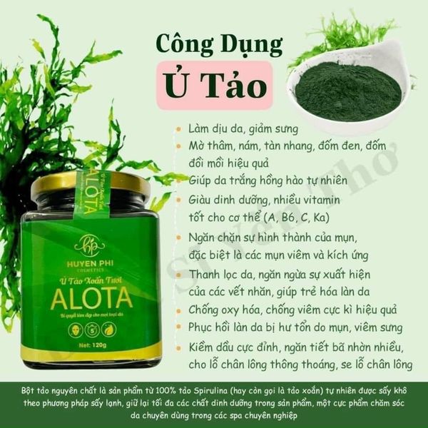 Mặt Nạ Ủ Tảo Xoắn Tươi Huyền Phi ALOTA