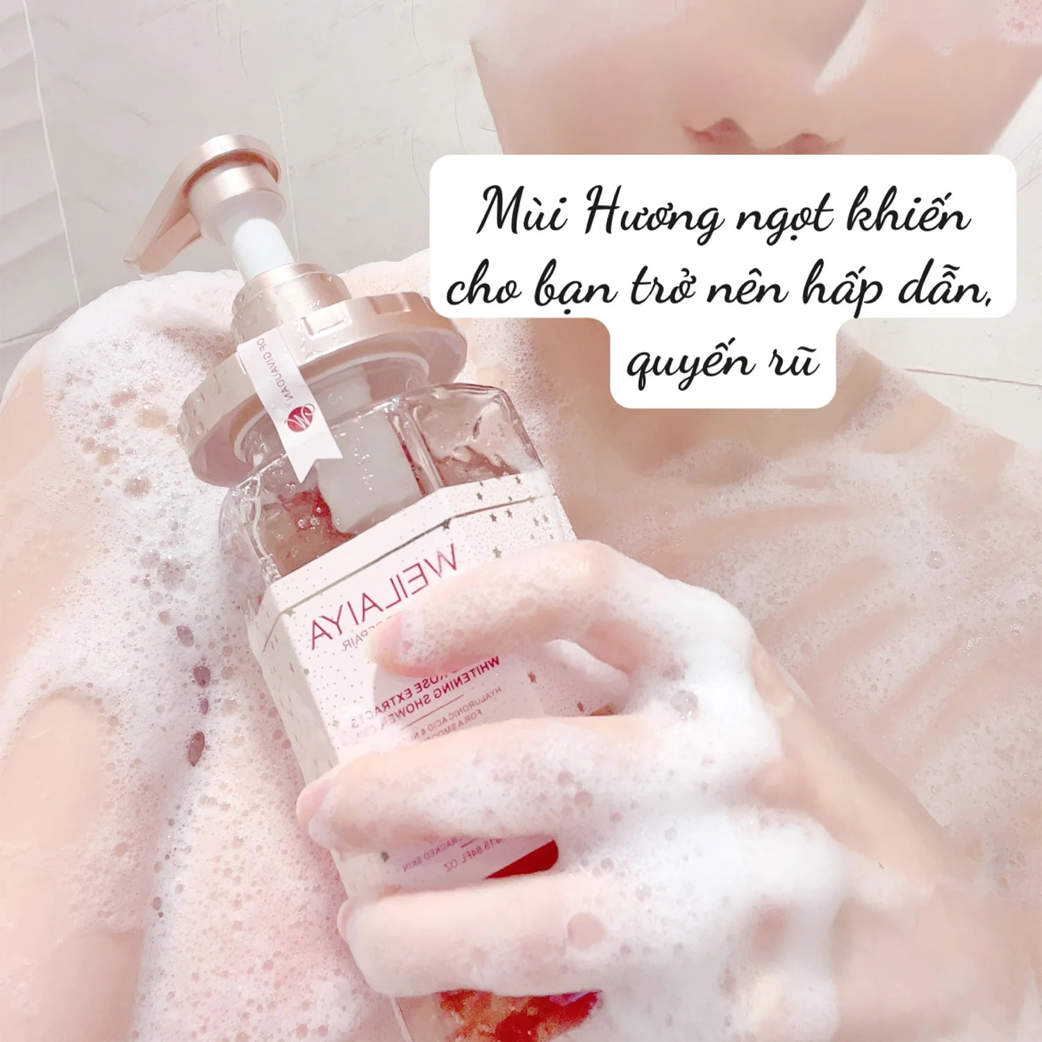 Sữa tắm trắng da Weilaiya hoa hồng Damask chứa chiết xuất nguyên chất từ hoa hồng Damask Burgari