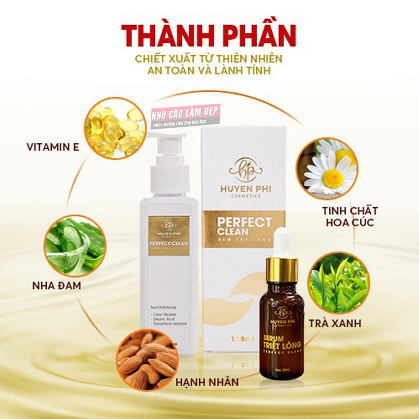 Kem tẩy lông huyền phi giúp loại bỏ các loại lông nách, lông chân tay, lông body, kể cả lông bikini…Tặng kèm serum triệt lông