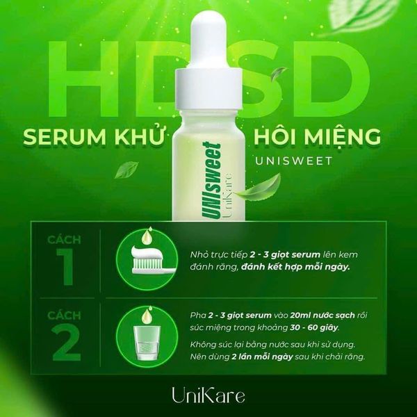 Serum Trắng Răng UniSmile 10ml Và Serum Thơm Miệng UniSweet 10ml  Hỗ Trợ Cải Thiện Ố Vàng Hôi Miệng UniKare