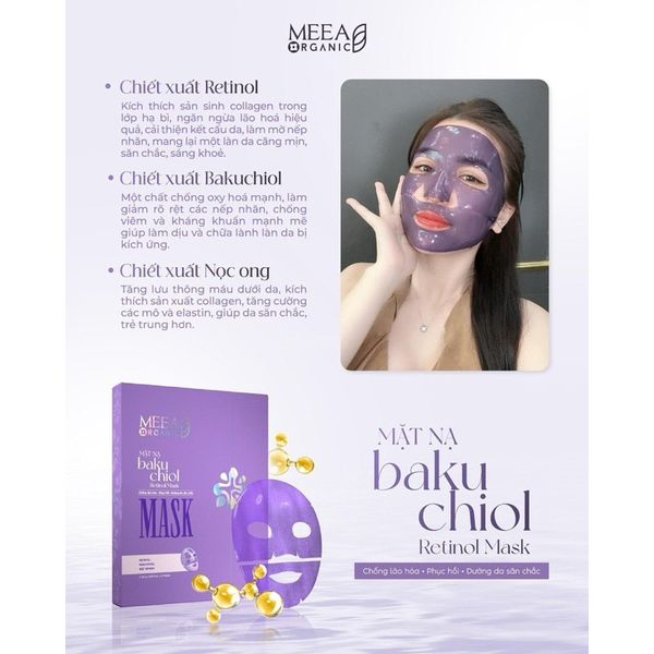 Mặt nạ thạch tươi màu tím Bakuchiol Retinol MEEA Organic Mask