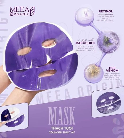 Mặt nạ thạch tươi màu tím Bakuchiol Retinol MEEA Organic Mask