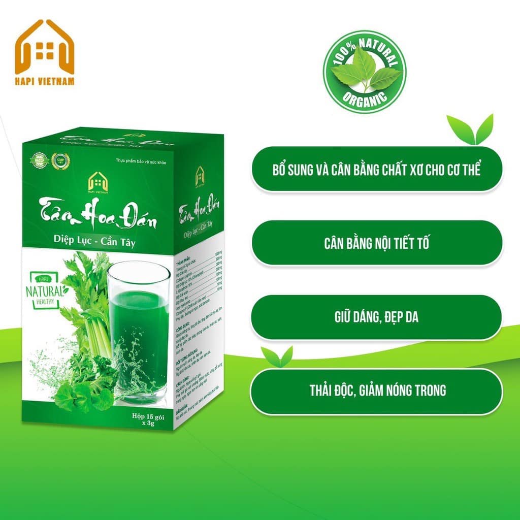 Diệp lục cần tây Tâm Hoa Đán mang đến nhiều công dụng vượt trội