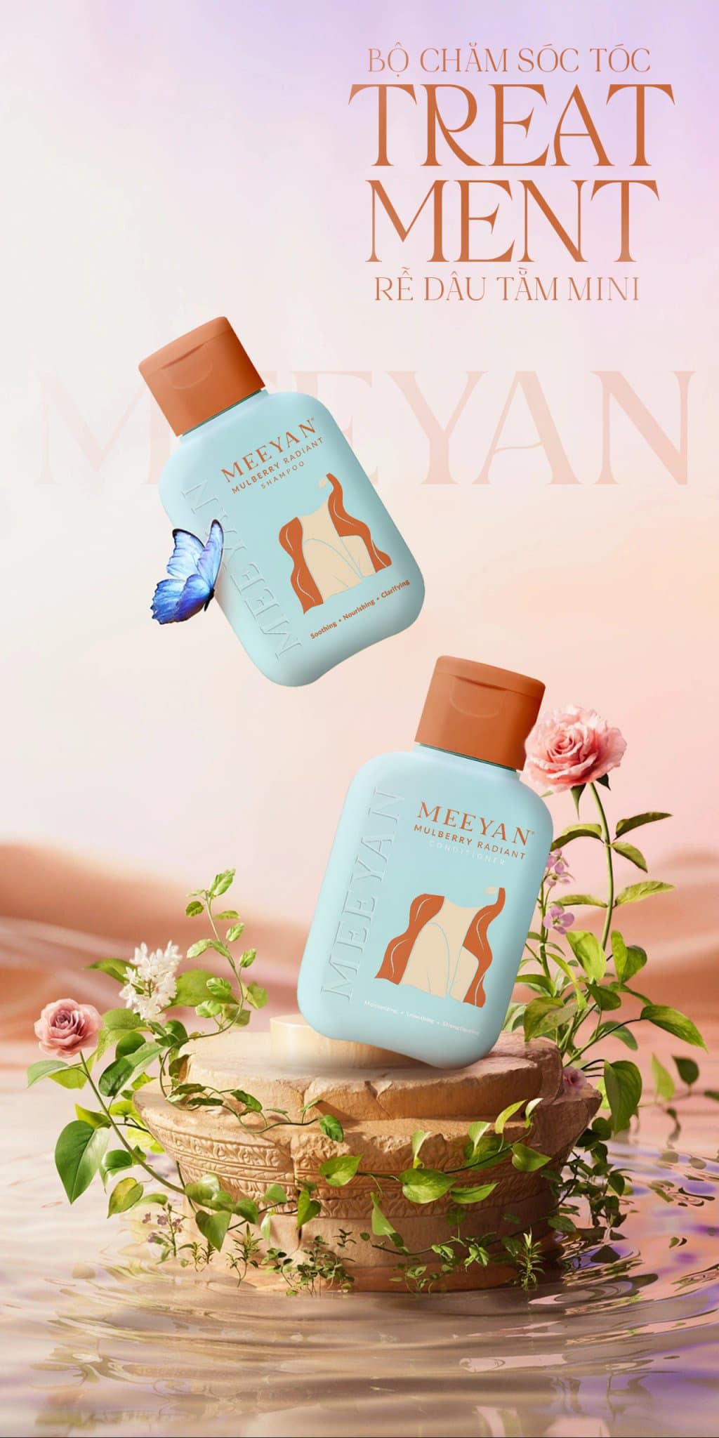 Bộ đôi Gội và Xả Chăm Sóc Tóc Rễ Dâu Tằm của Meeyan