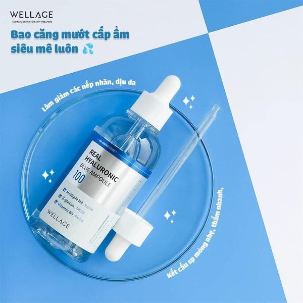 Tinh Chất Dưỡng Ẩm, Căng Mọng Phục Hồi Săn Chắc Da Wellage Real Hyaluronic Blue Ampoule 100 75ml