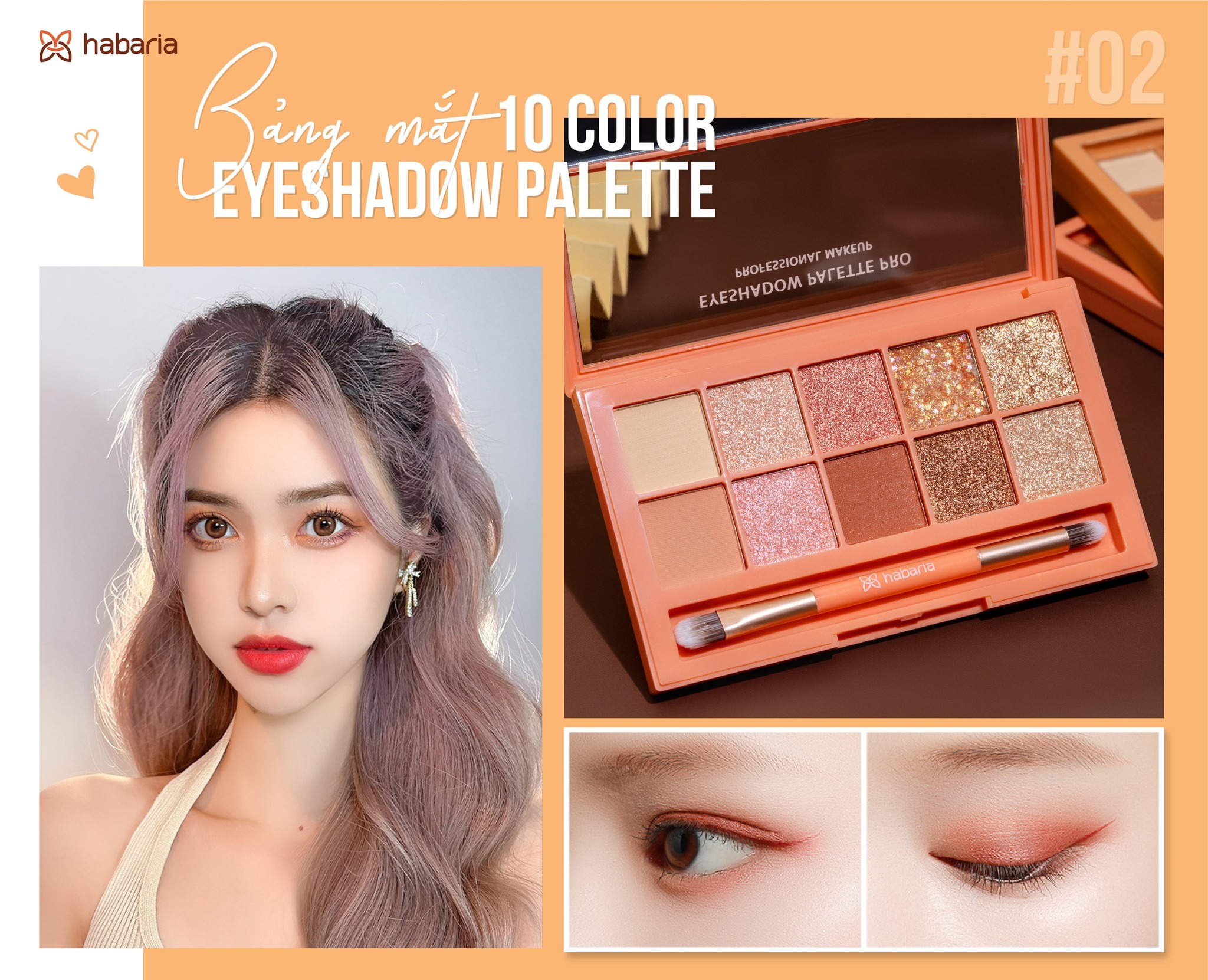 Bảng Phấn Mắt 10 Ô Habaria Pro 10 Color Eyeshadow Palette