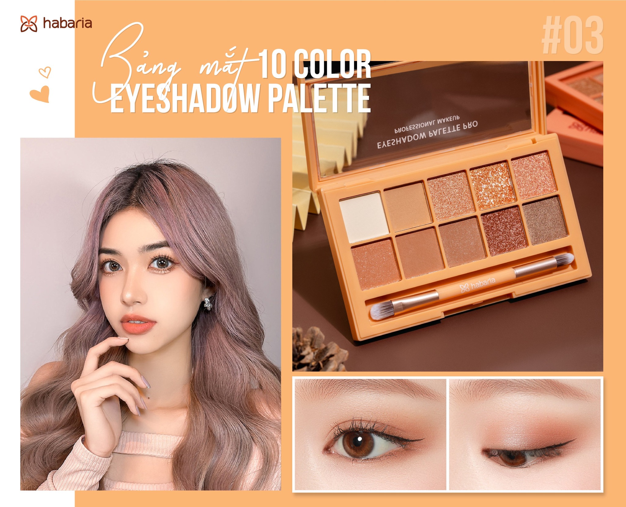 Bảng Phấn Mắt 10 Ô Habaria Pro 10 Color Eyeshadow Palette