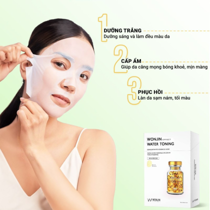 Mặt Nạ Wonjin Effect Water Toning Màu Vàng Dưỡng Trắng Da Hộp 10 Miếng