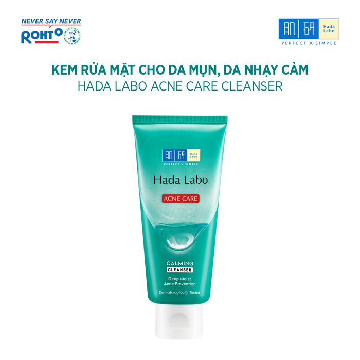 Sữa Rửa Mặt Hada Labo Màu Xanh Lá Acne Care Calming Cleanser Cho Da Mụn 80g
