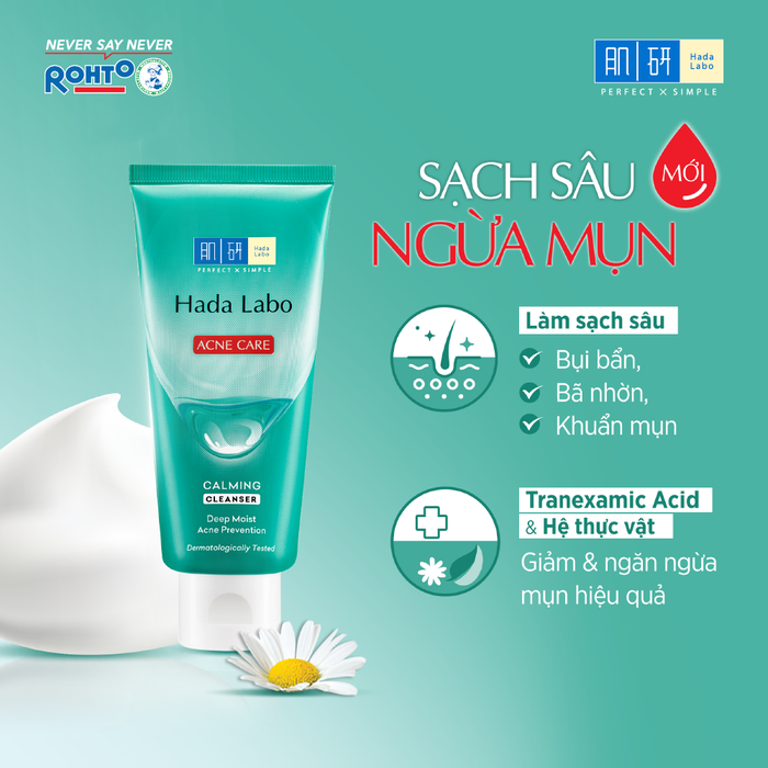 Sữa Rửa Mặt Hada Labo Màu Xanh Lá Acne Care Calming Cleanser Cho Da Mụn 80g