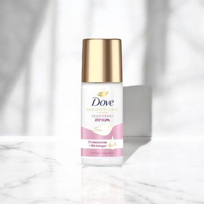 Lăn Khử Mùi Dưỡng Trắng Dove 3% Niacinamide + 10x Collagen Chai Màu Tím 45ml