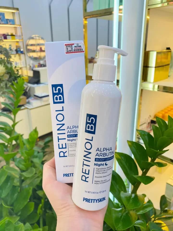 Kem Dưỡng Thể Trắng, Tái Tạo, Phục Hồi Làn Da Ban Đêm Body Treatment Pretty Skin Retinol B5 250ml